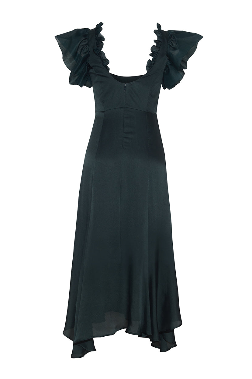 Anelise Silk Gown with Organza Sleeves