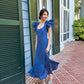 Anelise Silk Gown with Organza Sleeves